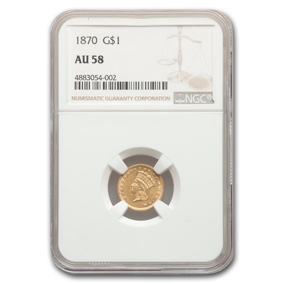 1870 $1 Liberty Head Gold AU-58 NGC 1870 $1 Liberty Head Gold AU-58 NGC